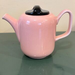 Vintage Tongnana Crown Corning Pink Ceramic Teapot with Black Lid